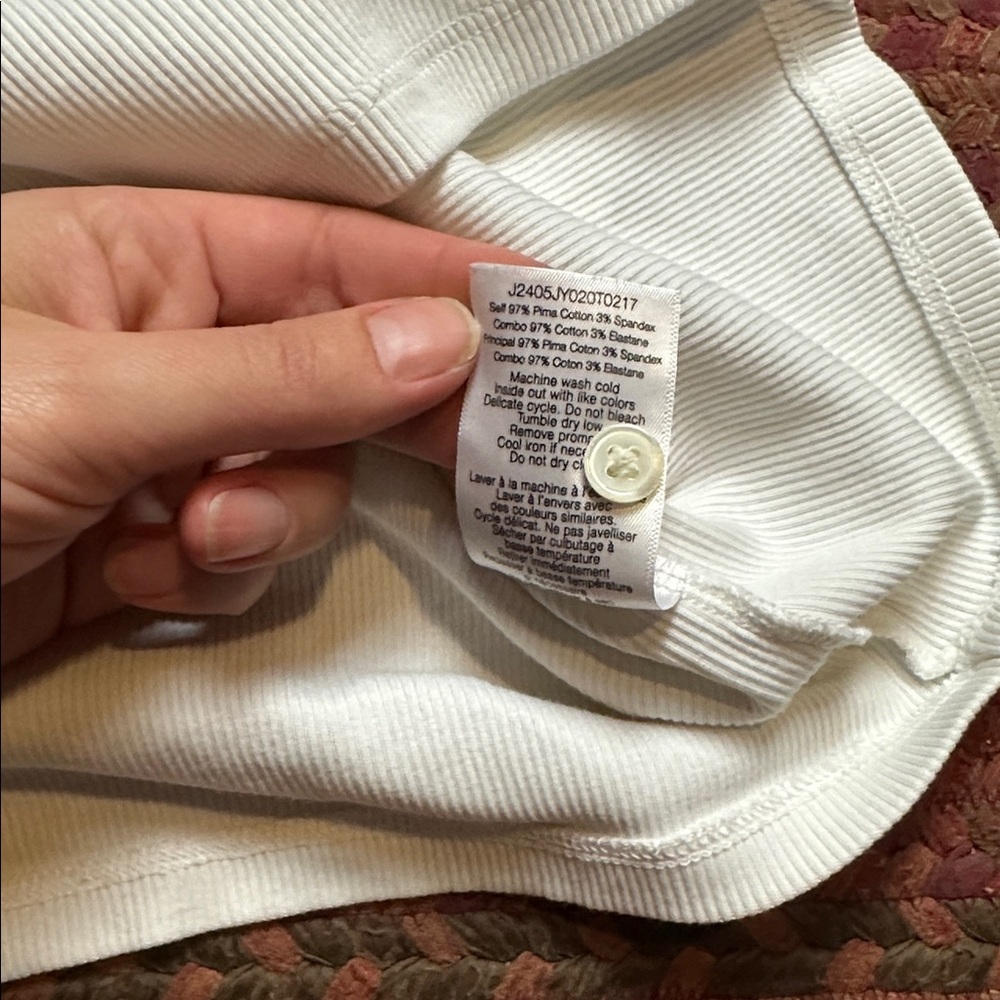 Veronica Beard White Ribbed Half Button Polo Shirt - image 3